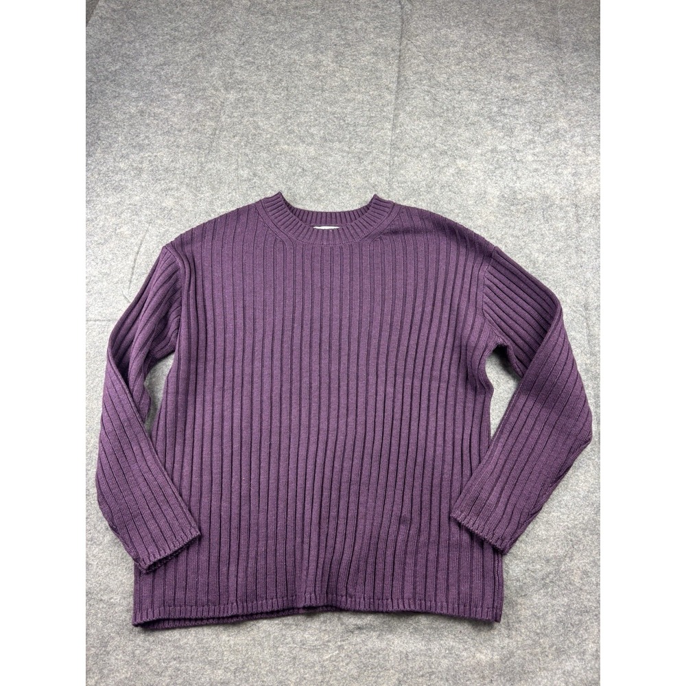 Jessica Simpson Women's S Chunky Ribbed Crew Neck Sweater Purple Basic Cozycore
